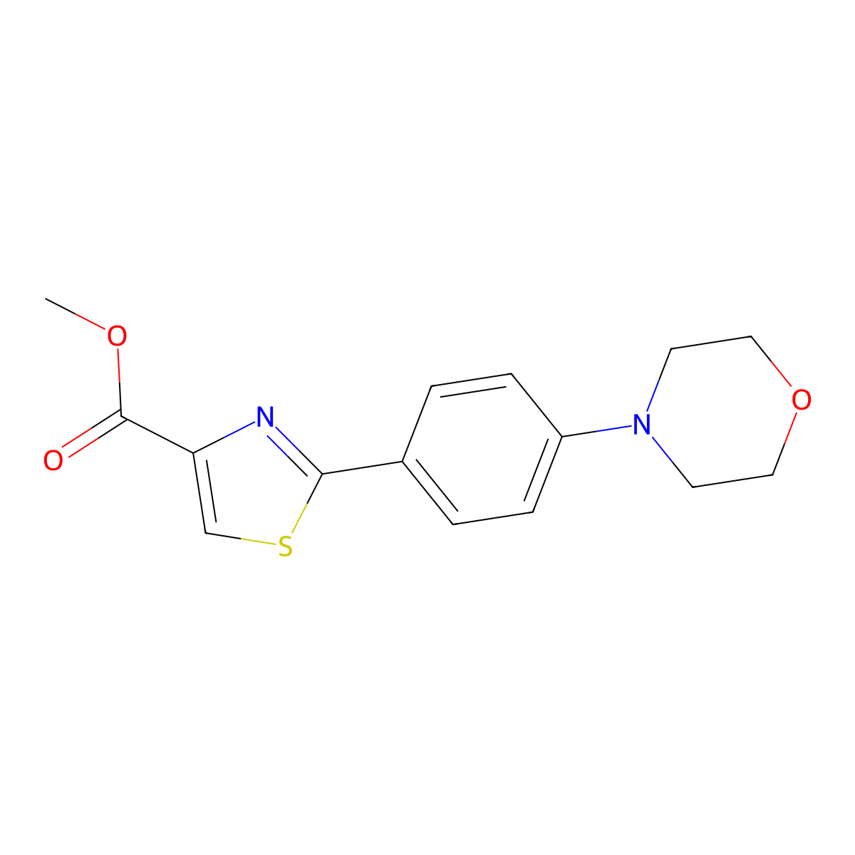 Methyl 2-(4-morpholin-4-ylphenyl)-1,3-thiazole-4-carboxylate molecular structure, CAS 1338376-79-6