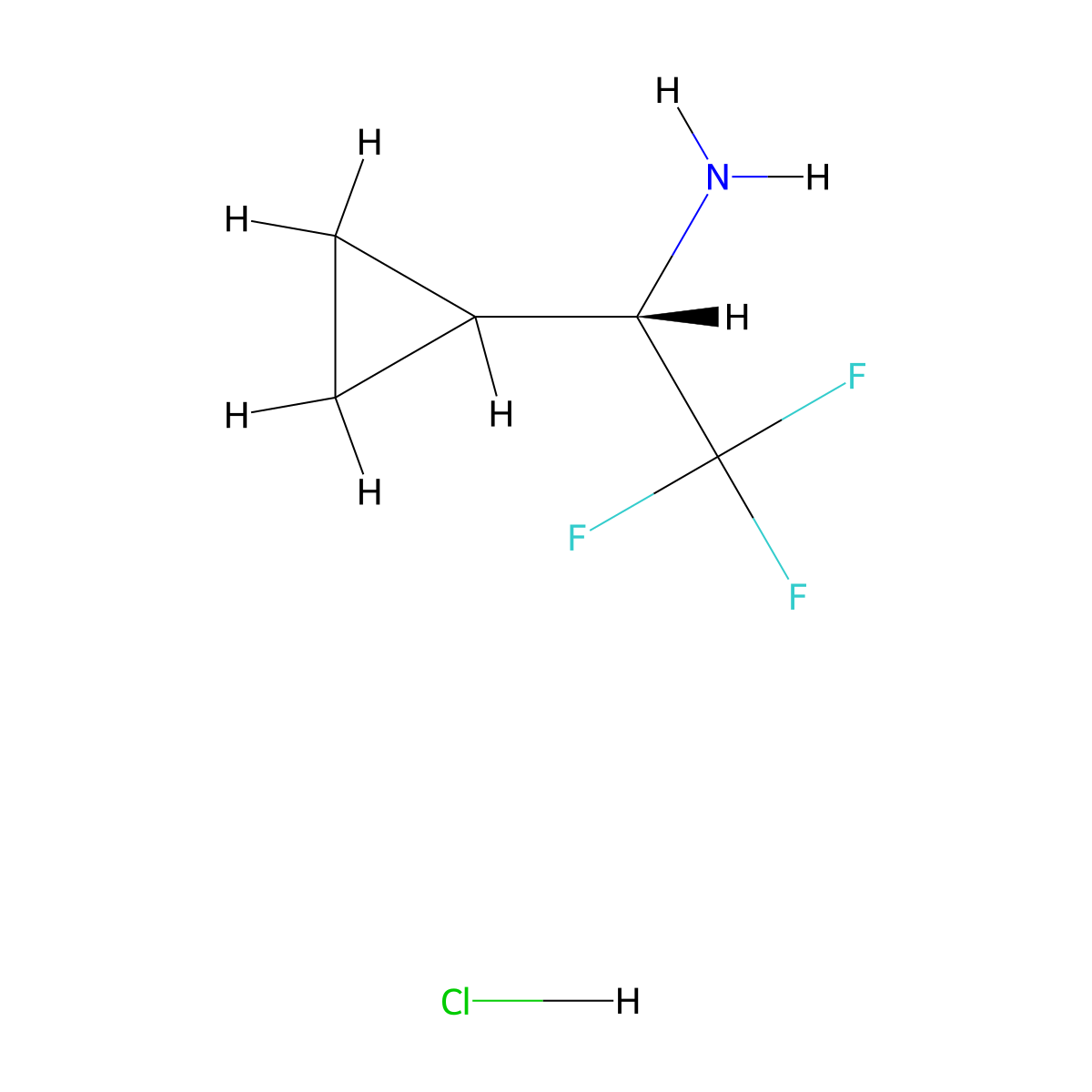 (1S)-1-cyclopropyl-2,2,2-trifluoroethan-1-amine hydrochloride molecular structure, CAS 1338377-73-3