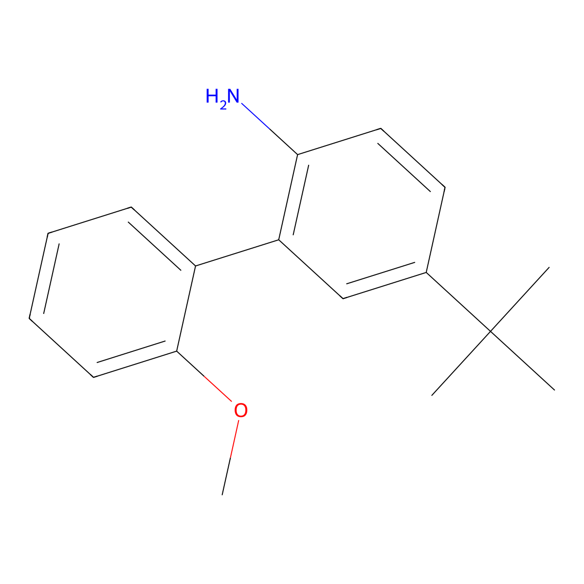5-(1,1-Dimethylethyl)-2'-methoxy[1,1'-biphenyl]-2-amine molecular structure, CAS 1338382-74-3