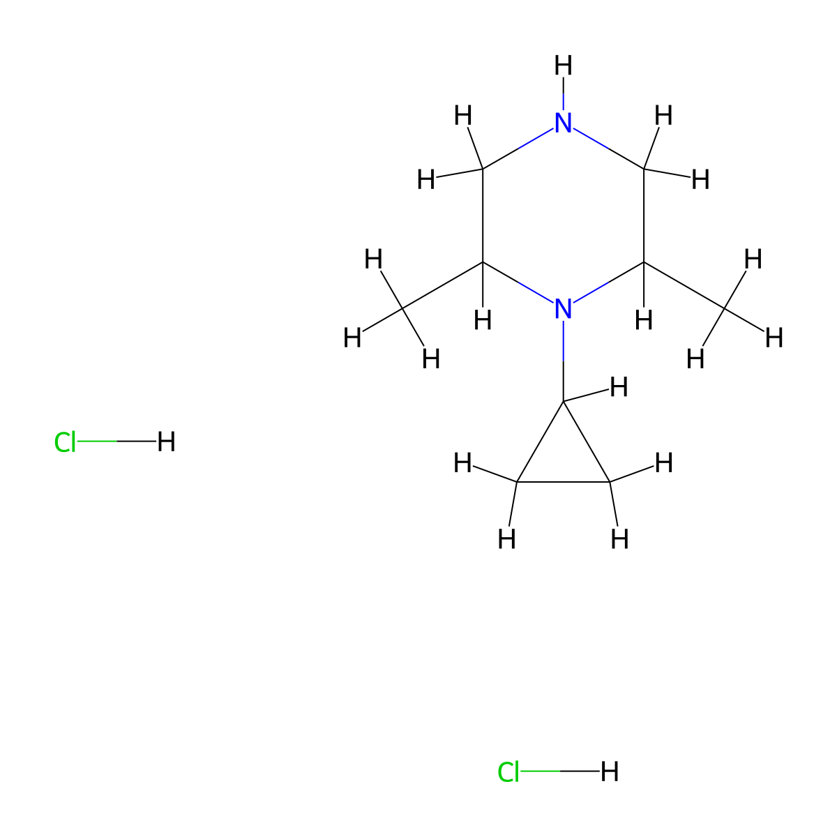 1-Cyclopropyl-2,6-dimethylpiperazine dihydrochloride molecular structure, CAS 1338435-11-2