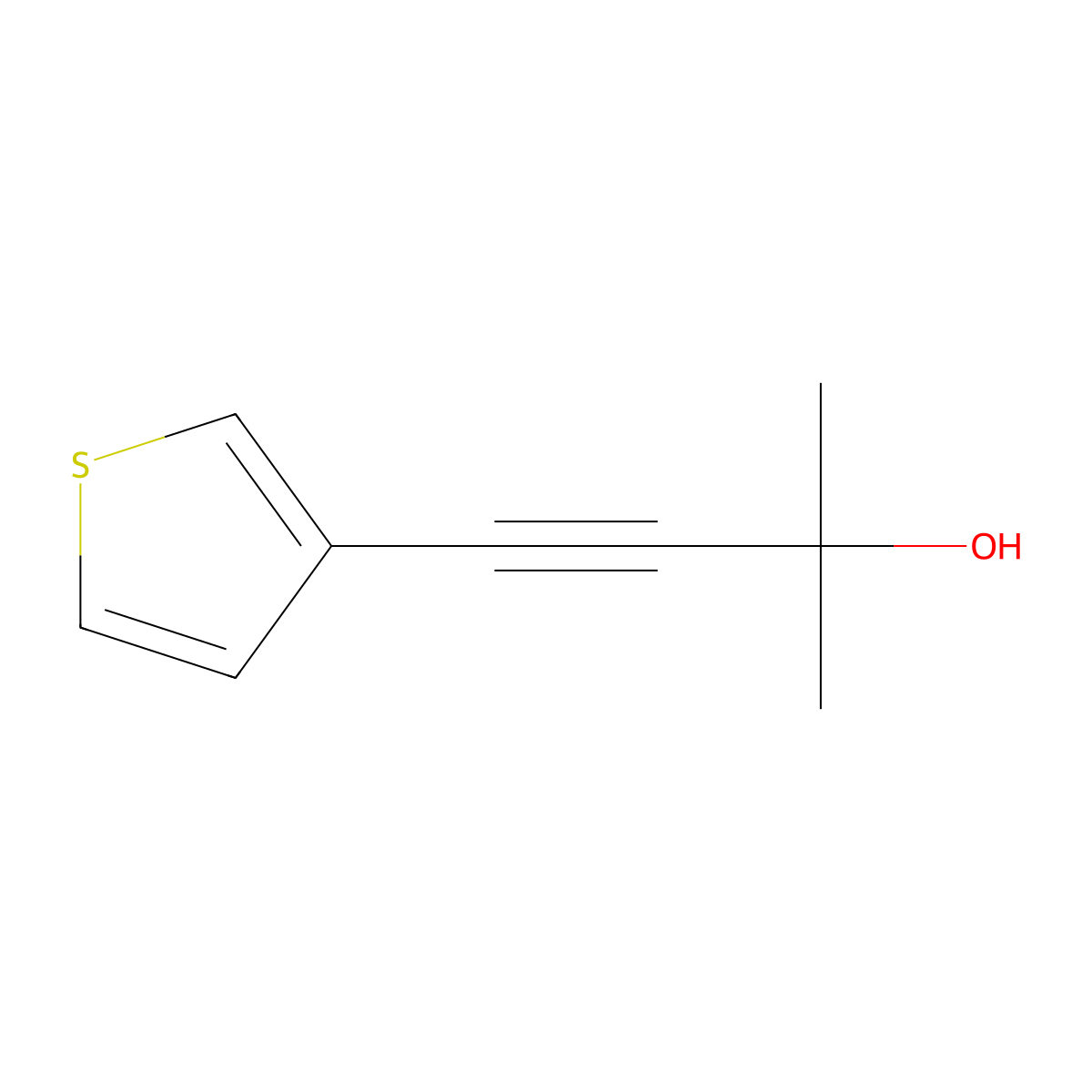 3-Butyn-2-ol, 2-methyl-4-(3-thienyl)- molecular structure, CAS 133844-85-6