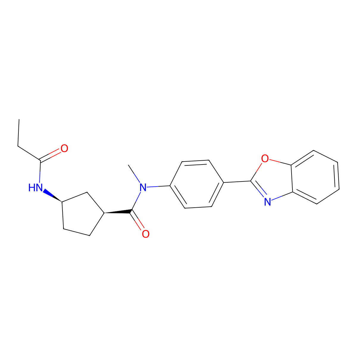 (1S,3R)-N-[4-(1,3-benzoxazol-2-yl)phenyl]-N-methyl-3-propanamidocyclopentane-1-carboxamide molecular structure, CAS 1338468-86-2
