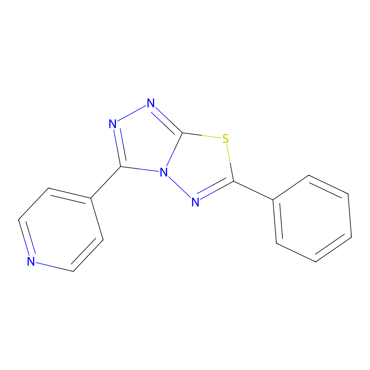 1,2,4-Triazolo[3,4-b][1,3,4]thiadiazole, 6-phenyl-3-(4-pyridinyl)- molecular structure, CAS 133847-07-1