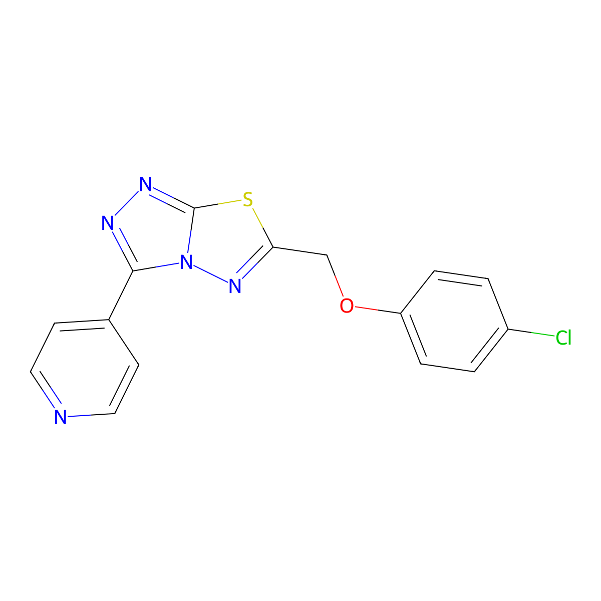 6-[(4-Chlorophenoxy)methyl]-3-pyridin-4-yl-[1,2,4]triazolo[3,4-b][1,3,4]thiadiazole molecular structure, CAS 133847-09-3