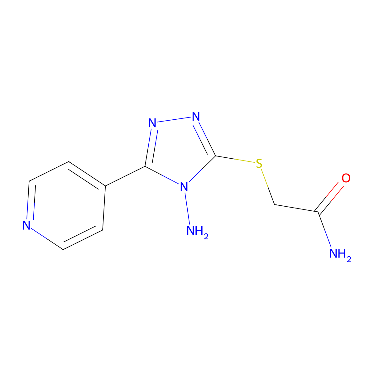 2-(4-Amino-5-(4-pyridyl)-1,2,4-triazol-3-ylthio)acetamide molecular structure, CAS 133847-12-8