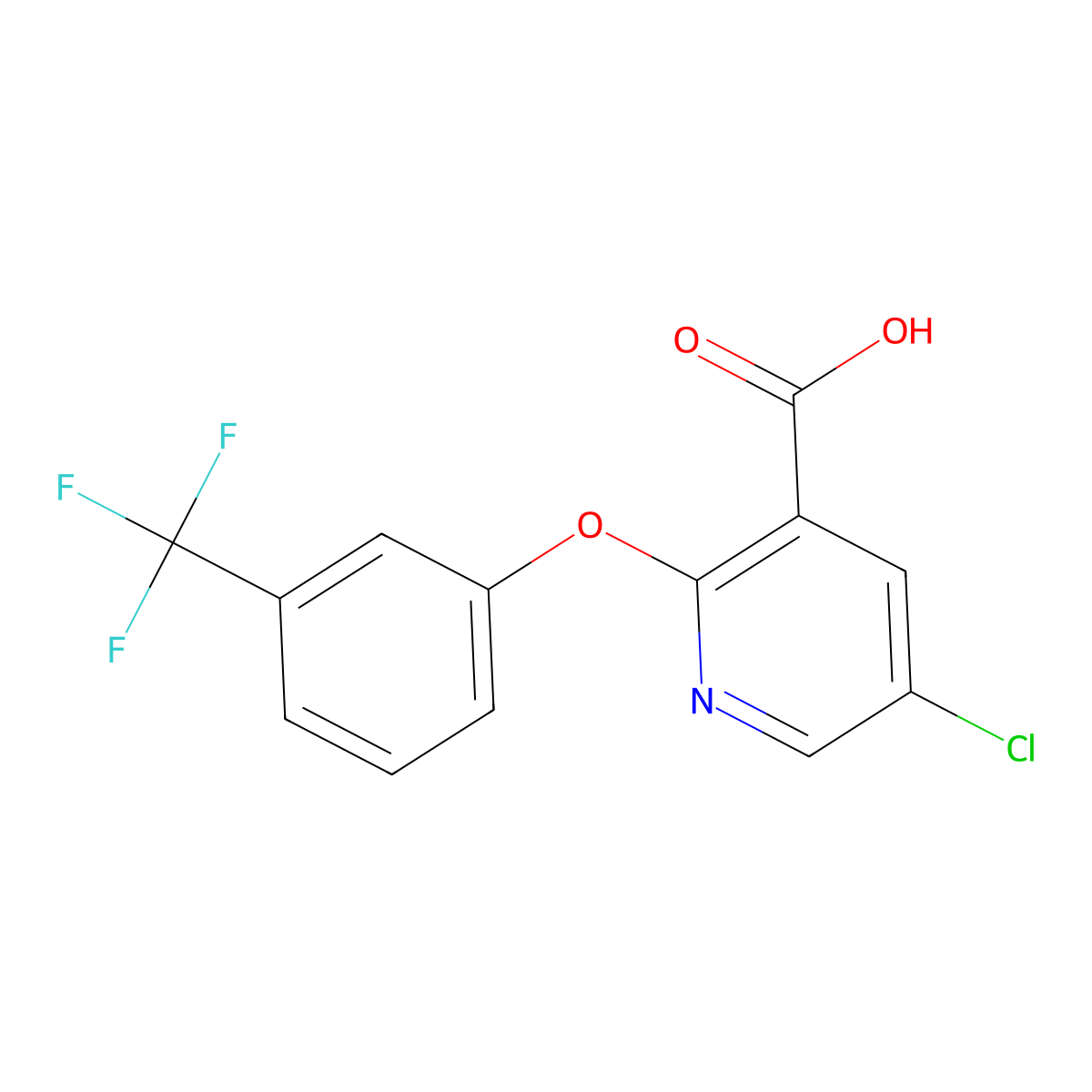 5-Chloro-2-[3-(trifluoromethyl)phenoxy]nicotinic acid molecular structure, CAS 1338494-58-8