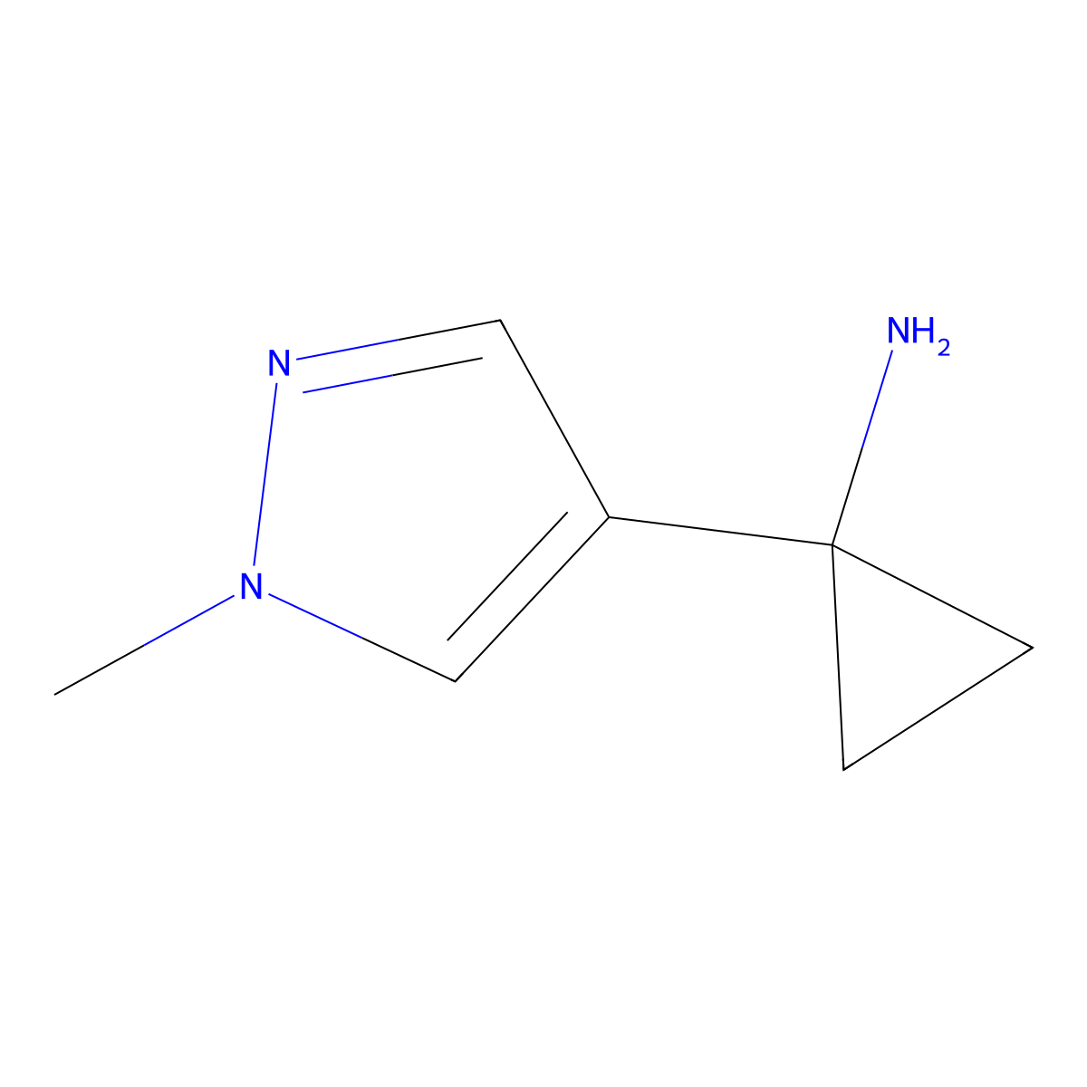 1-(1-Methyl-1H-pyrazol-4-yl)cyclopropanamine molecular structure, CAS 1338494-61-3