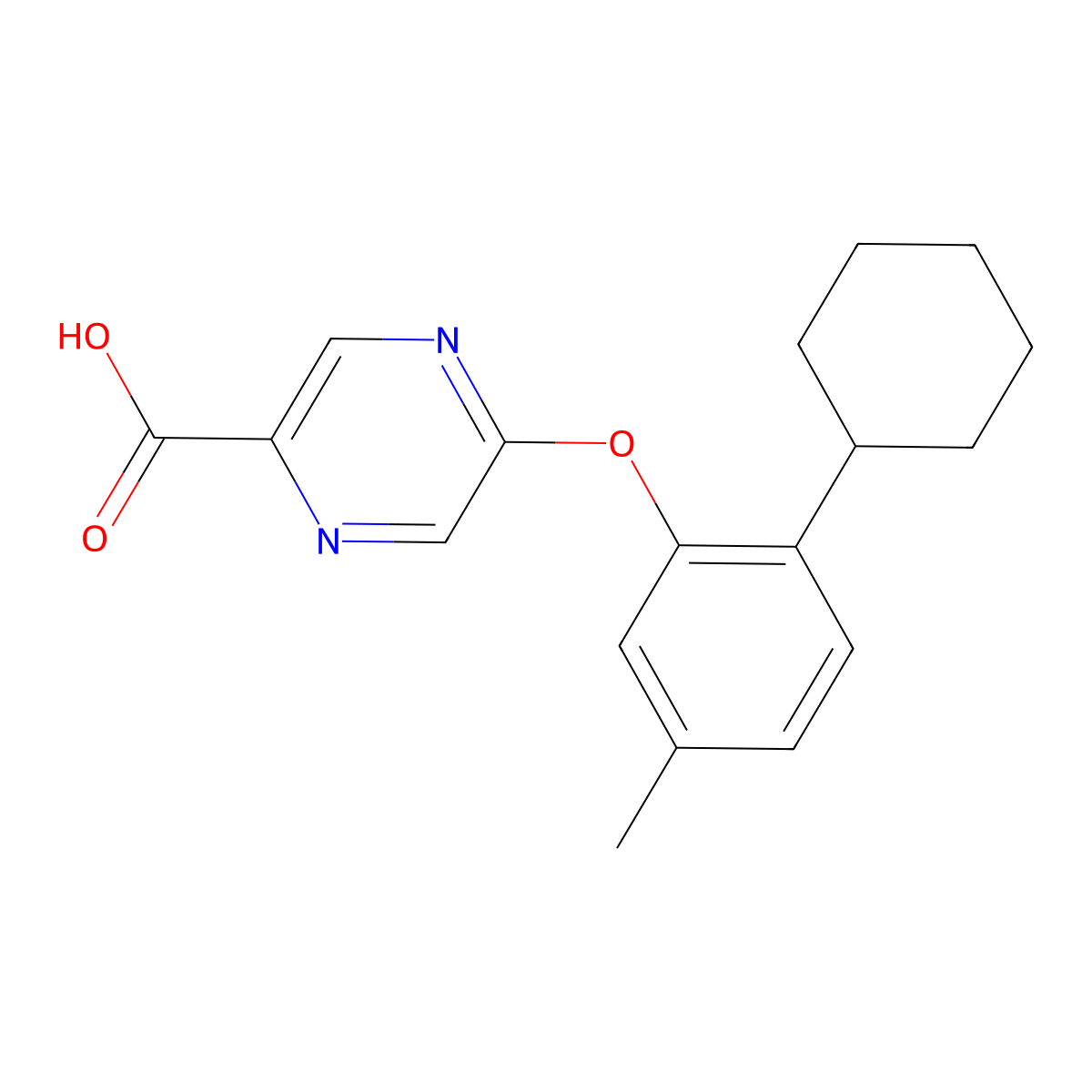 5-(2-Cyclohexyl-5-methylphenoxy)pyrazine-2-carboxylic acid molecular structure, CAS 1338494-77-1