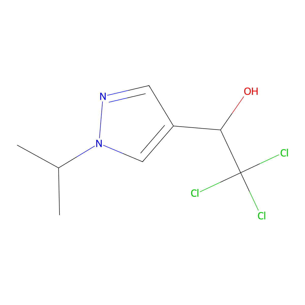 2,2,2-Trichloro-1-(1-isopropyl-1H-pyrazol-4-yl)ethanol molecular structure, CAS 1338494-82-8