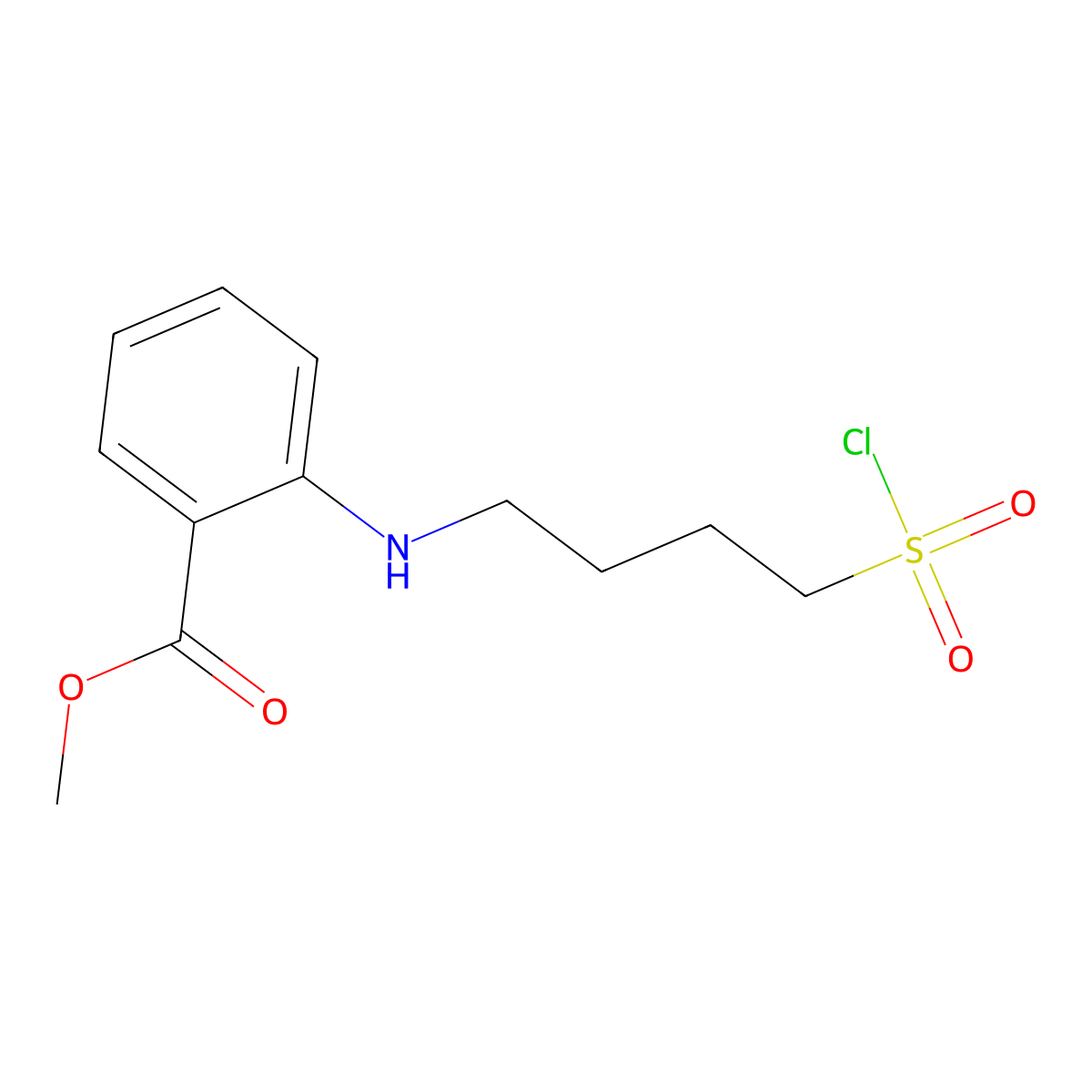 Methyl 2-{[4-(chlorosulfonyl)butyl]amino}benzoate molecular structure, CAS 1338494-85-1
