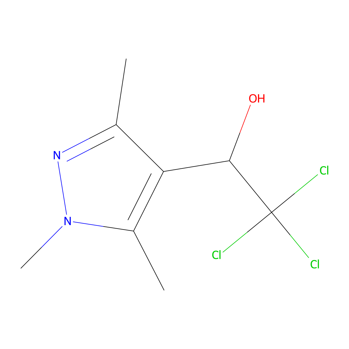 2,2,2-Trichloro-1-(1,3,5-trimethyl-1H-pyrazol-4-yl)ethanol molecular structure, CAS 1338494-89-5