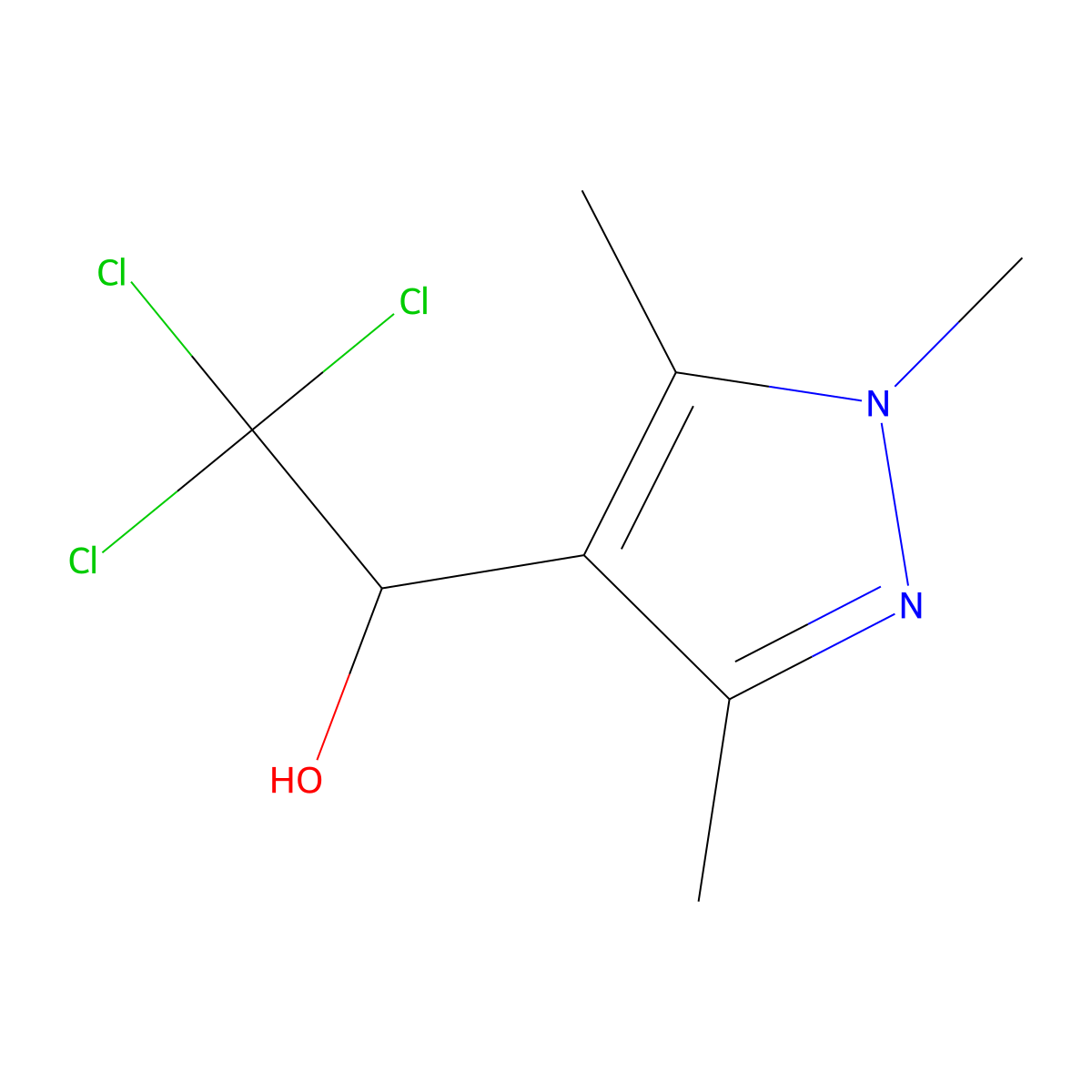 2,2,2-Trichloro-1-(1,3,5-trimethyl-1H-pyrazol-4-yl)ethanol molecular structure, CAS 1338494-89-5