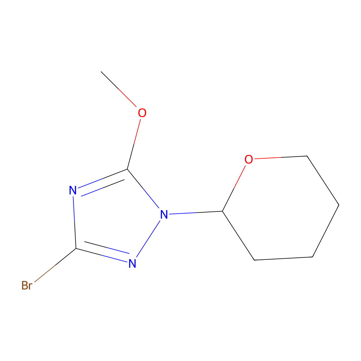 3-Bromo-5-methoxy-1-(tetrahydro-2H-pyran-2-yl)-1H-1,2,4-triazole molecular structure, CAS 1338495-01-4