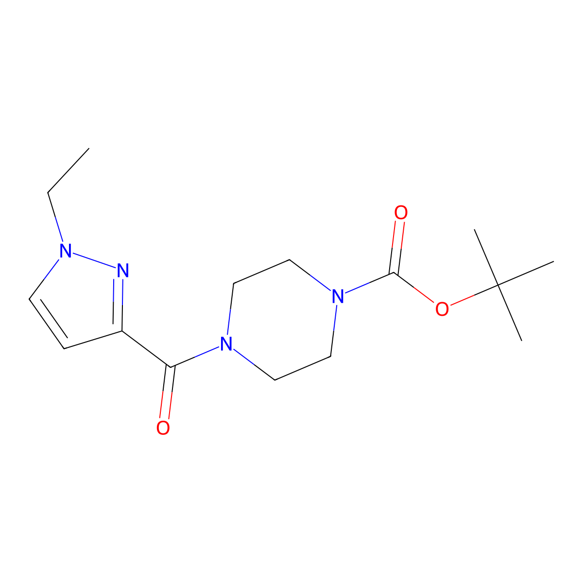 tert-butyl 4-[(1-ethyl-1H-pyrazol-3-yl)carbonyl]piperazine-1-carboxylate molecular structure, CAS 1338495-02-5