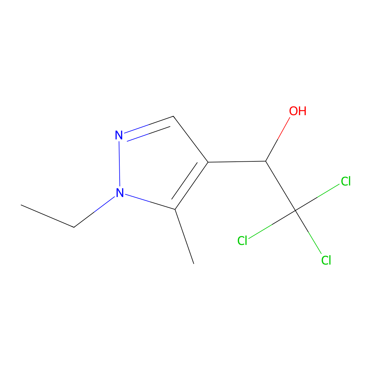 2,2,2-Trichloro-1-(1-ethyl-5-methyl-1H-pyrazol-4-yl)ethanol molecular structure, CAS 1338495-04-7