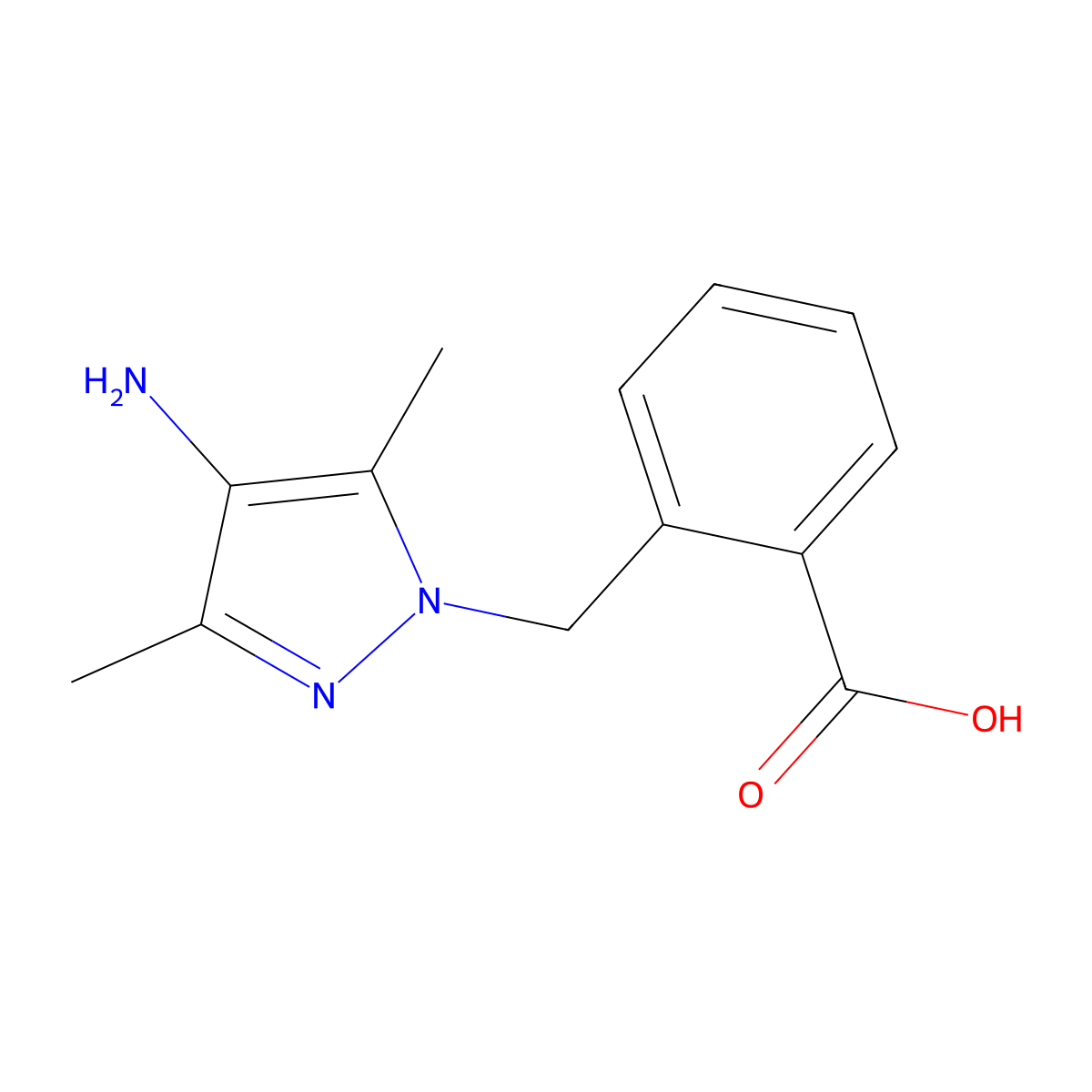 2-[(4-amino-3,5-dimethyl-1H-pyrazol-1-yl)methyl]benzoic acid molecular structure, CAS 1338495-11-6