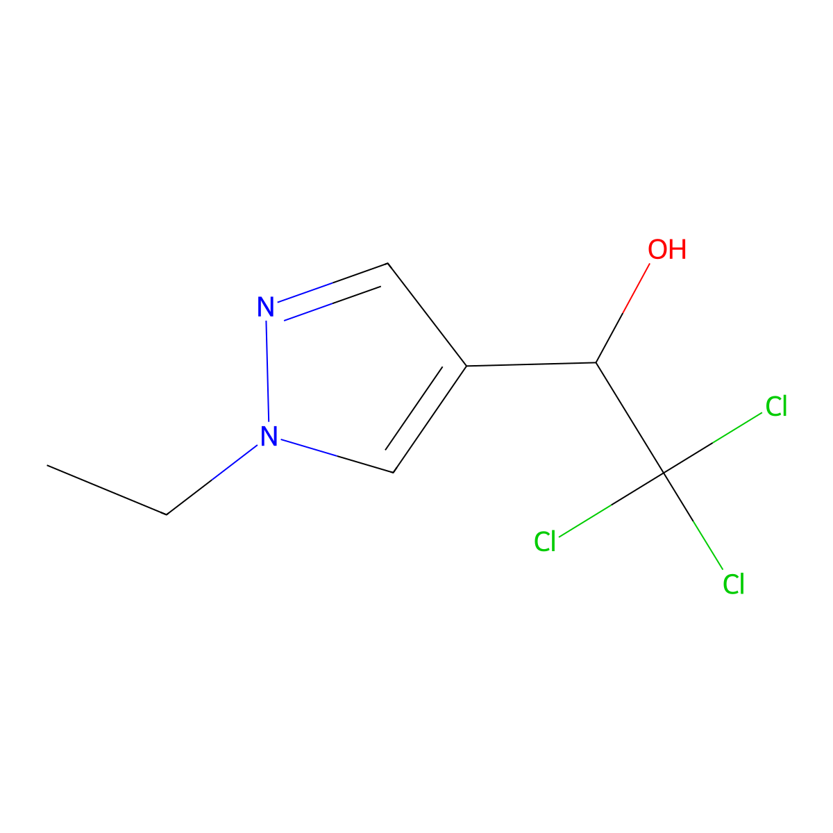 2,2,2-Trichloro-1-(1-ethyl-1H-pyrazol-4-yl)ethanol molecular structure, CAS 1338495-16-1
