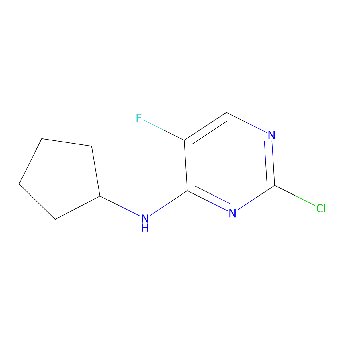2-Chloro-N-cyclopentyl-5-fluoropyrimidin-4-amine molecular structure, CAS 1338495-23-0