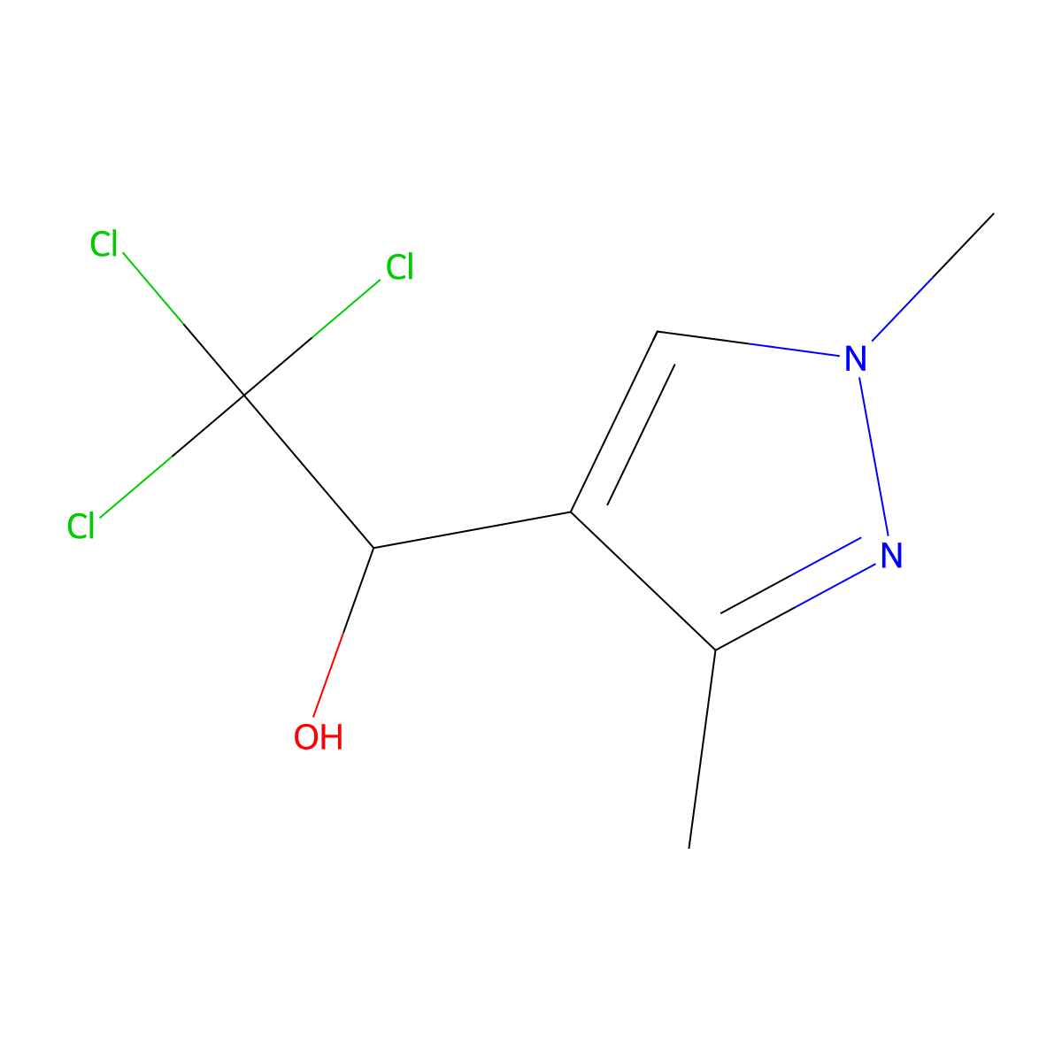 2,2,2-Trichloro-1-(1,3-dimethyl-1H-pyrazol-4-yl)ethanol molecular structure, CAS 1338495-32-1