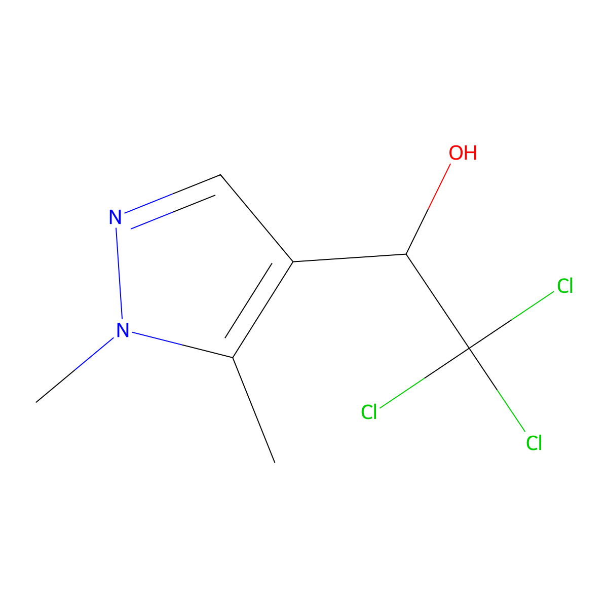 2,2,2-Trichloro-1-(1,5-dimethyl-1H-pyrazol-4-yl)ethanol molecular structure, CAS 1338495-33-2