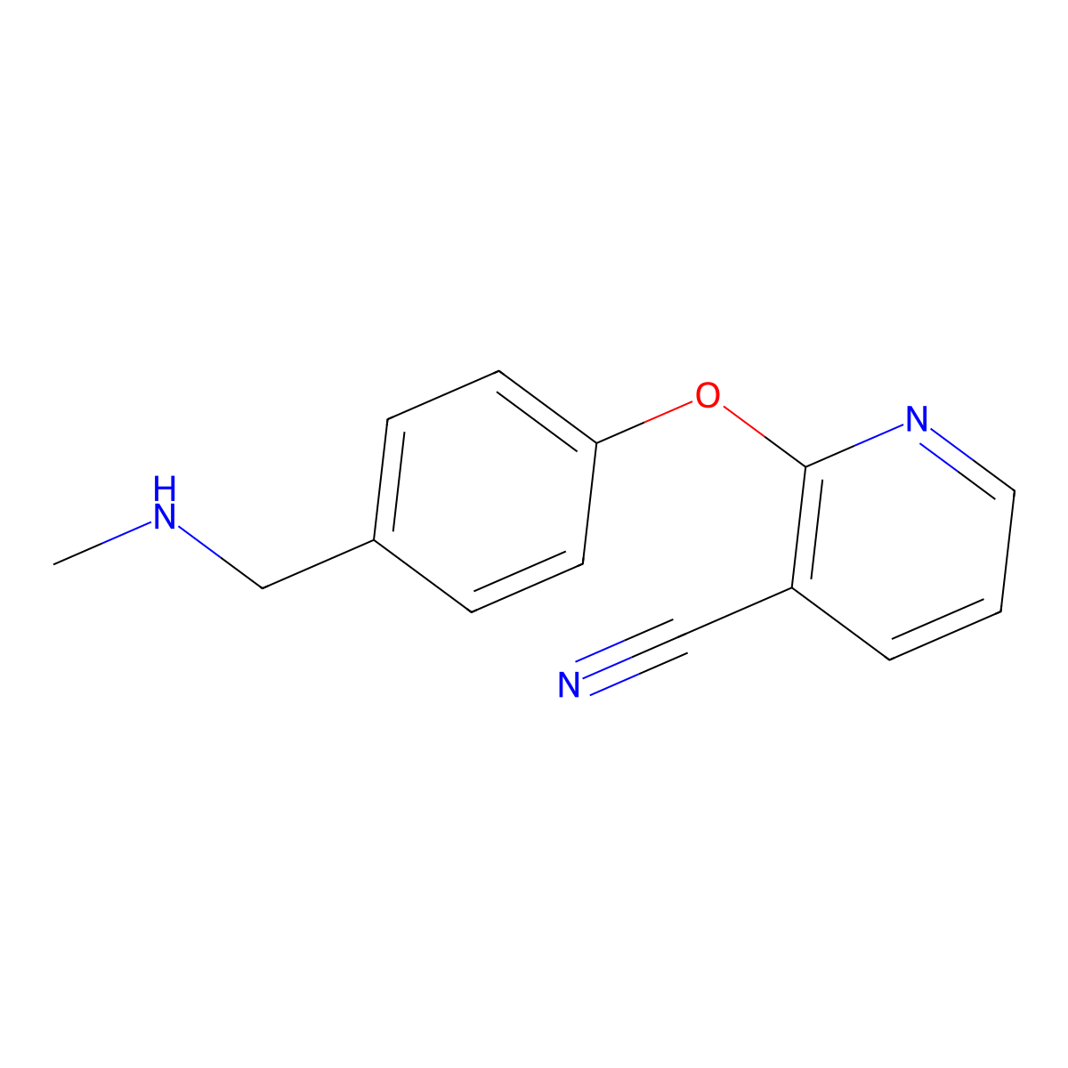 2-(4-((Methylamino)methyl)phenoxy)nicotinonitrile molecular structure, CAS 1338495-34-3