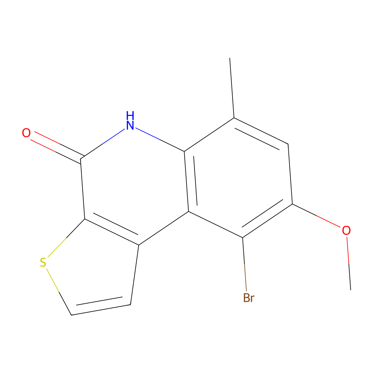 9-bromo-8-methoxy-6-methylthieno[2,3-c]quinolin-4(5H)-one molecular structure, CAS 1338543-46-6
