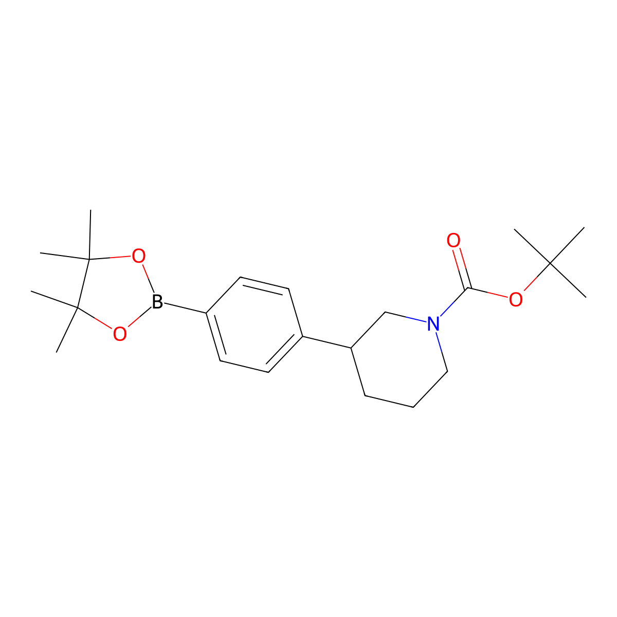 Tert-butyl 3-(4-(4,4,5,5-tetramethyl-1,3,2-dioxaborolan-2-yl)phenyl)piperidine-1-carboxylate molecular structure, CAS 1338544-06-1