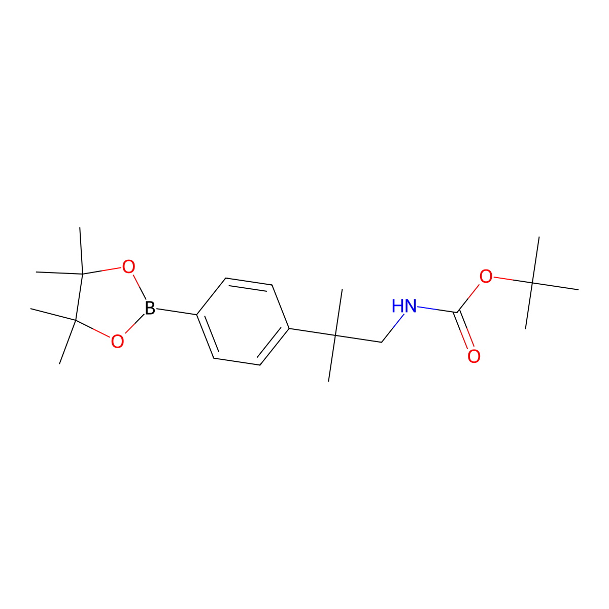 Tert-butyl 2-methyl-2-(4-(4,4,5,5-tetramethyl-1,3,2-dioxaborolan-2-yl)phenyl)propylcarbamate molecular structure, CAS 1338544-33-4