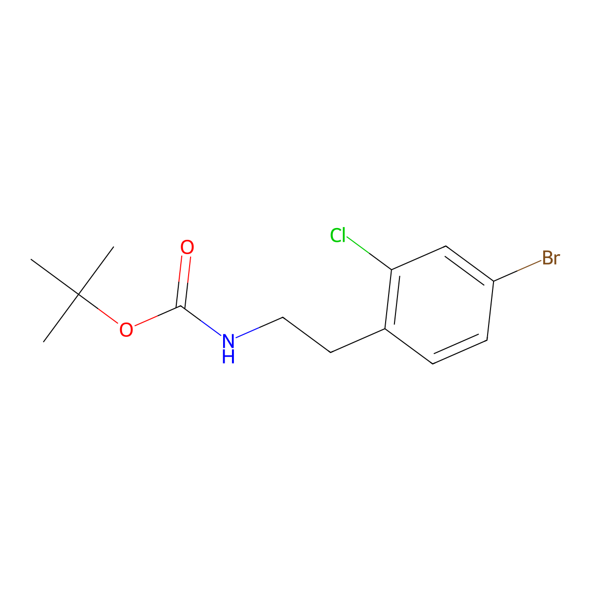 tert-butyl N-[2-(4-bromo-2-chlorophenyl)ethyl]carbamate molecular structure, CAS 1338547-13-9