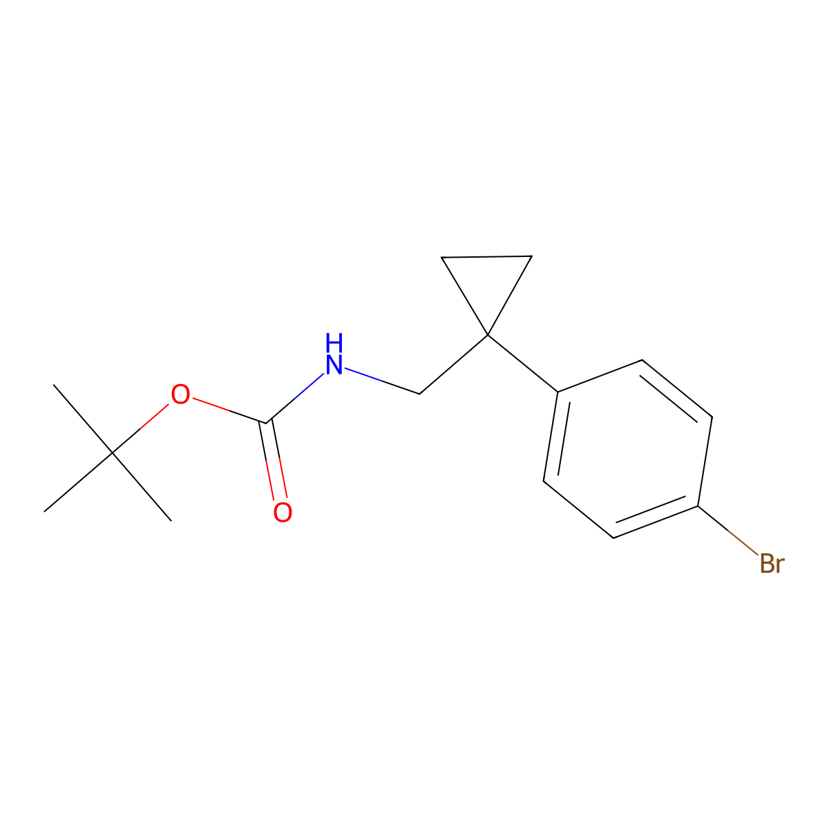 tert-Butyl N-{[1-(4-bromophenyl)cyclopropyl]methyl}carbamate molecular structure, CAS 1338547-16-2