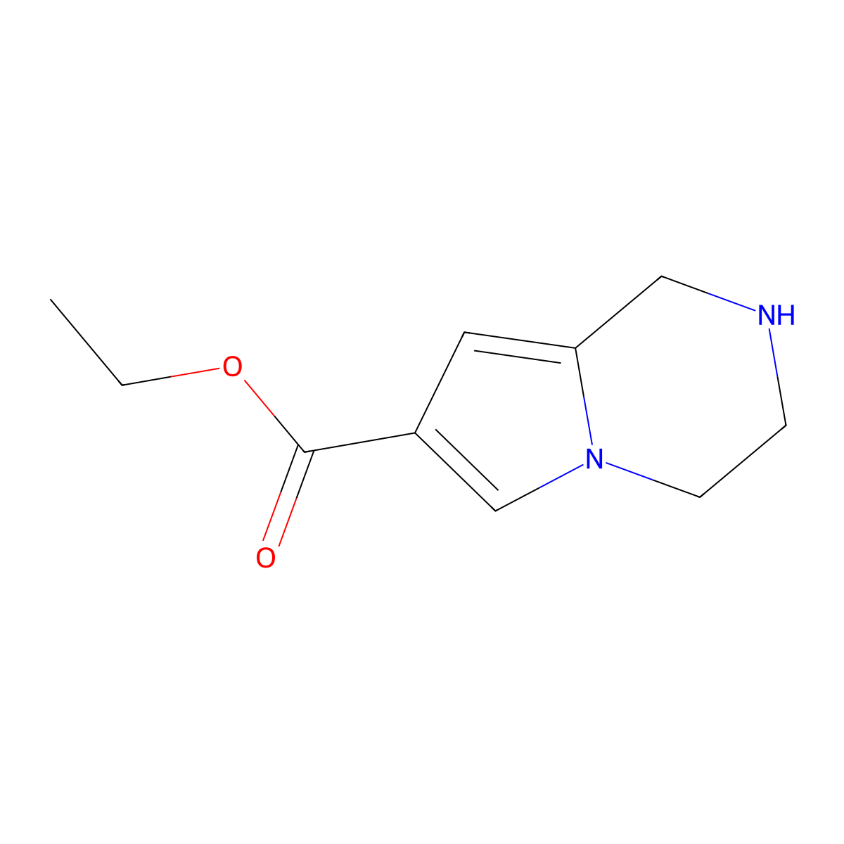 Ethyl 1,2,3,4-tetrahydropyrrolo[1,2-a]pyrazine-7-carboxylate molecular structure, CAS 1338563-14-6