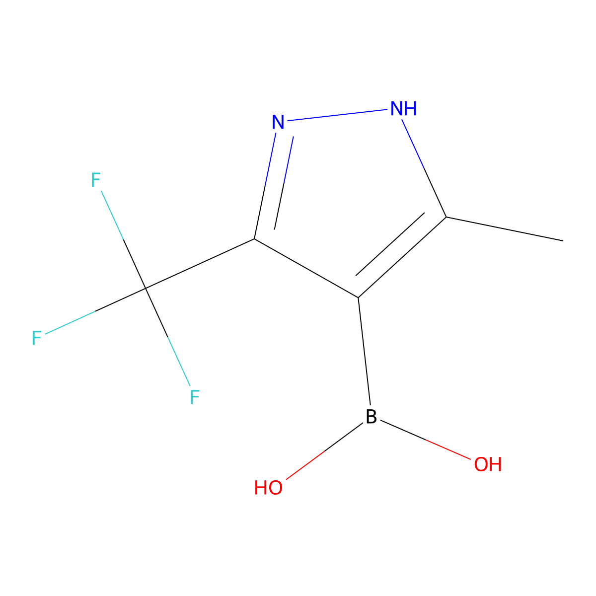 (3-Methyl-5-(trifluoromethyl)-1H-pyrazol-4-yl)boronic acid molecular structure, CAS 1338563-84-0