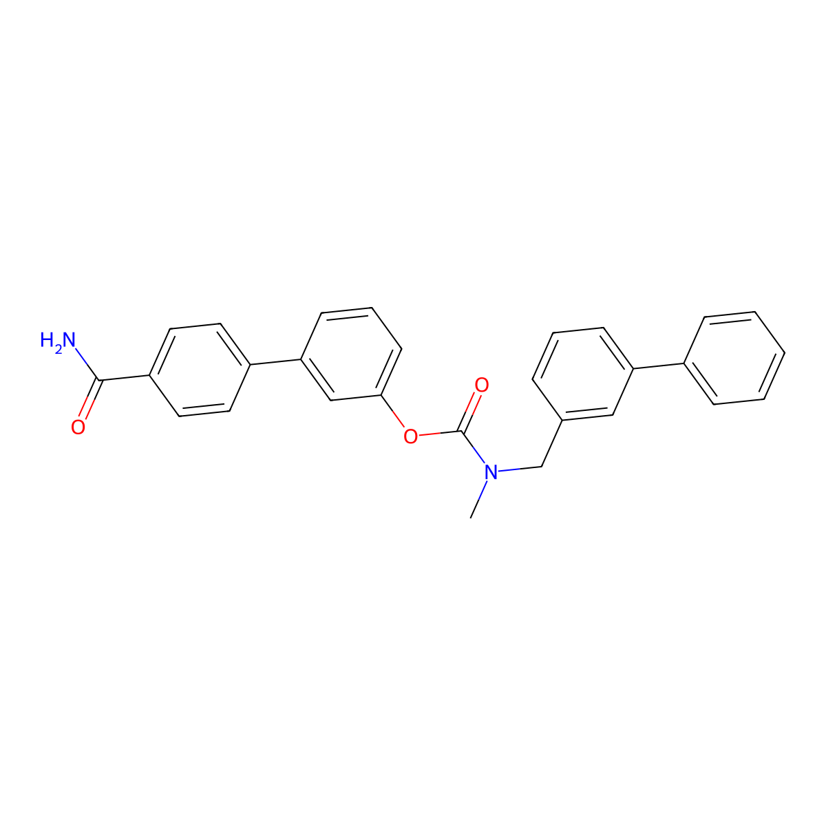 [3-(4-carbamoylphenyl)phenyl] N-methyl-N-[(3-phenylphenyl)methyl]carbamate molecular structure, CAS 1338575-41-9