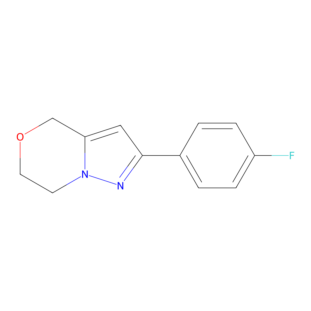2-(4-fluorophenyl)-6,7-dihydro-4H-pyrazolo[5,1-c][1,4]oxazine molecular structure, CAS 1338580-86-1
