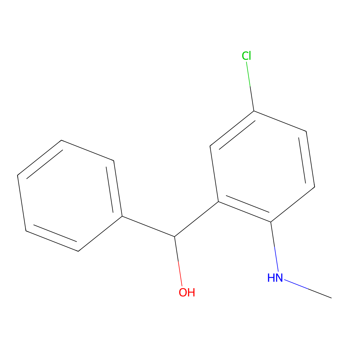 [5-Chloro-2-(methylamino)phenyl](phenyl)methanol molecular structure, CAS 13386-35-1