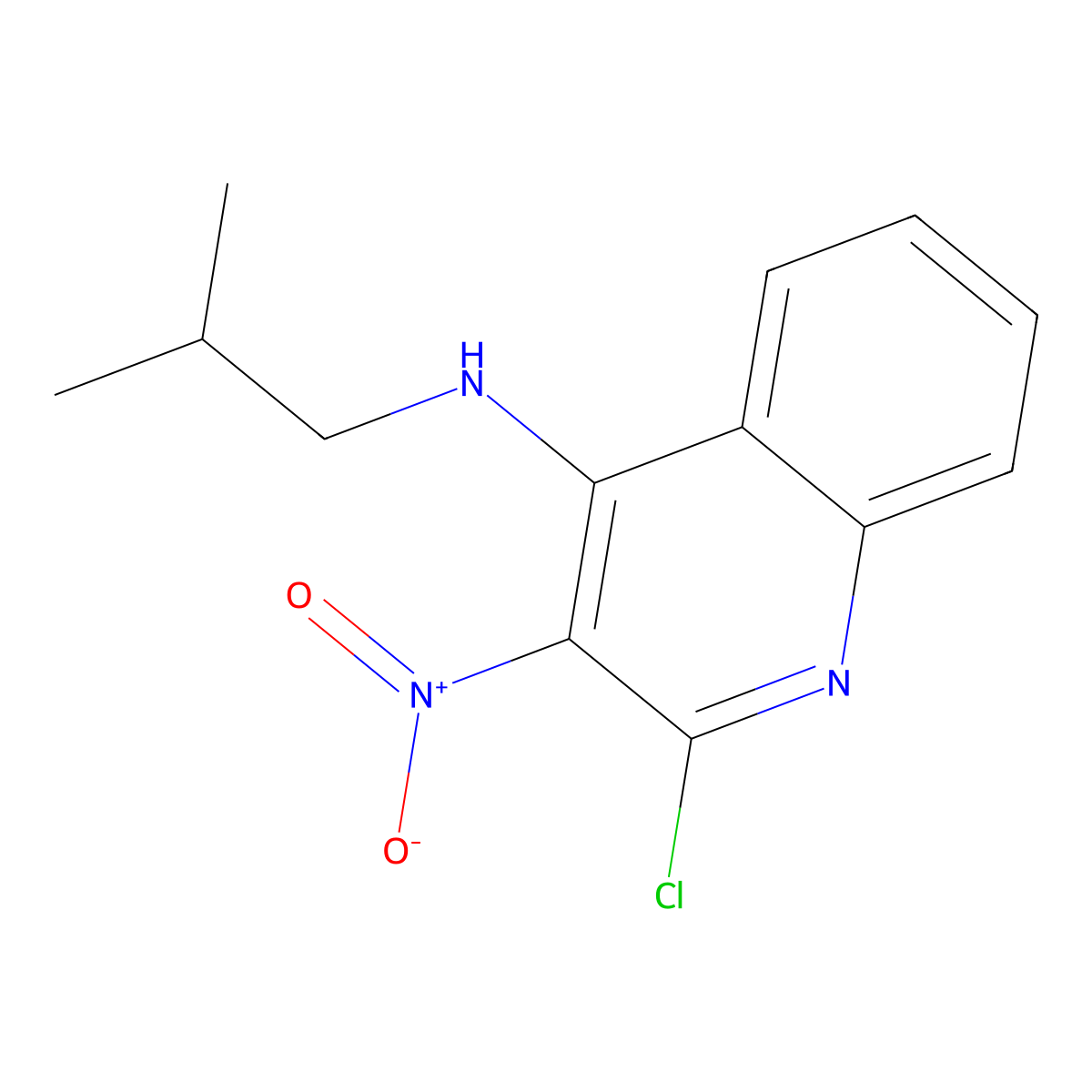 2-Chloro-N-(2-methylpropyl)-3-nitro-4-quinolinamine molecular structure, CAS 133860-75-0