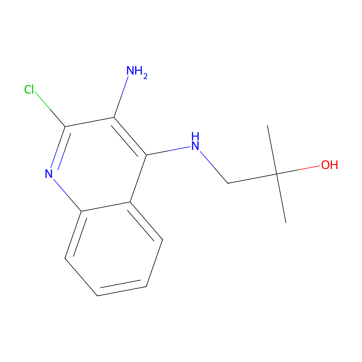 1-((3-Amino-2-chloroquinolin-4-yl)amino)-2-methylpropan-2-ol molecular structure, CAS 133860-78-3