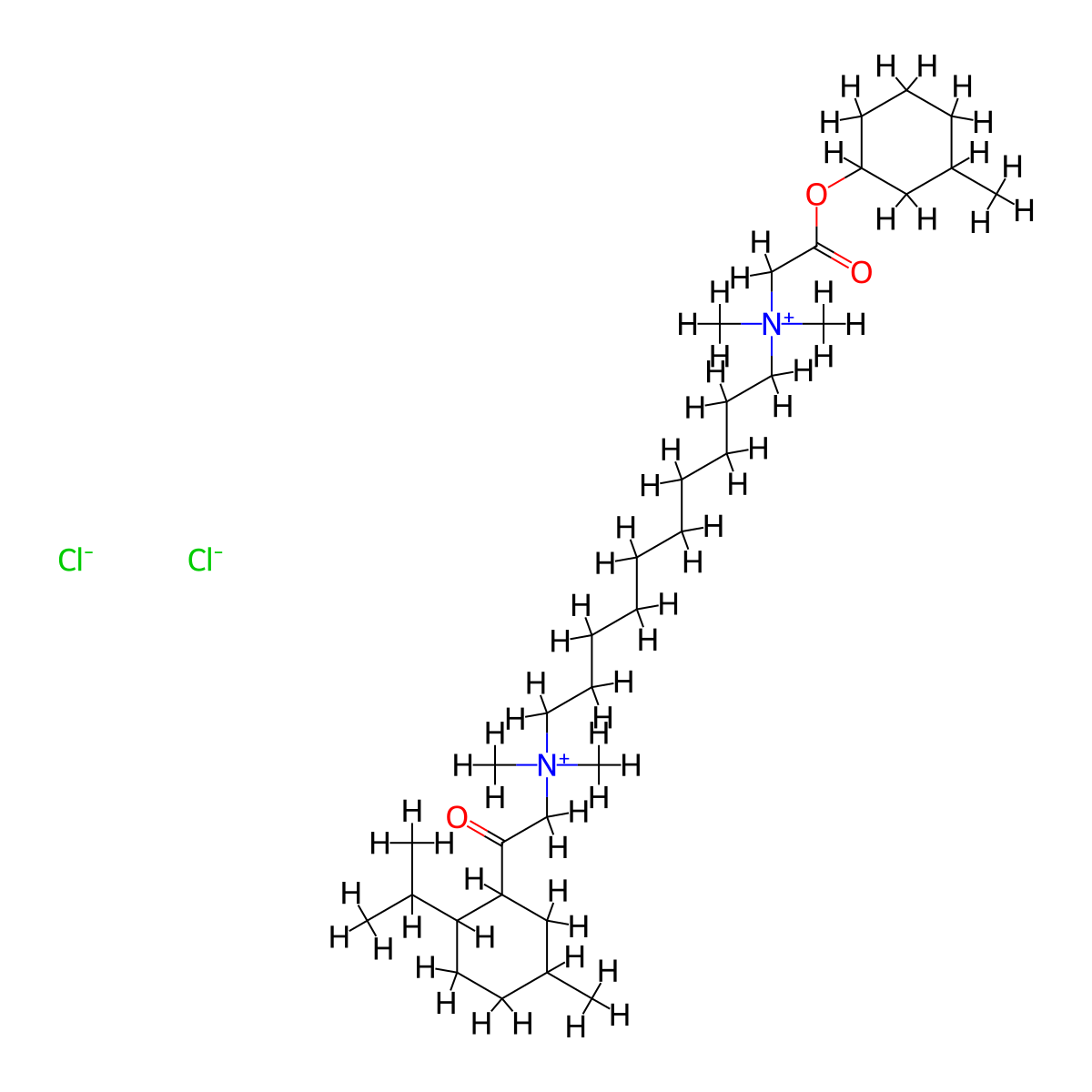 N1-(2-(2-Isopropyl-5-methylcyclohexyl)-2-oxoethyl)-N1,N1,N10,N10-tetramethyl-N10-(2-((3-methylcyclohexyl)oxy)-2-oxoethyl)decane-1,10-diaminium chloride molecular structure, CAS 1338605-72-3