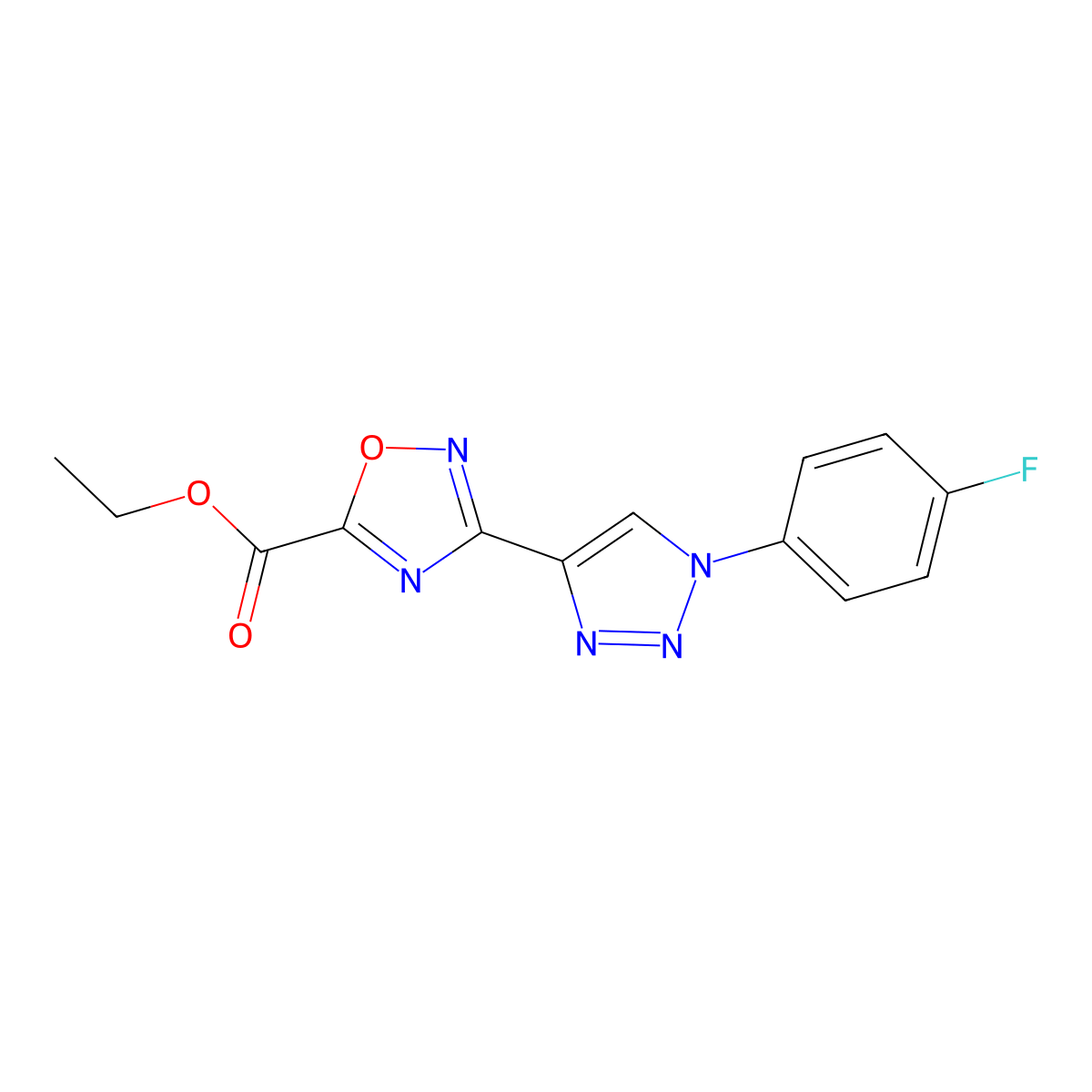 ethyl 3-[1-(4-fluorophenyl)-1H-1,2,3-triazol-4-yl]-1,2,4-oxadiazole-5-carboxylate molecular structure, CAS 1338651-59-4