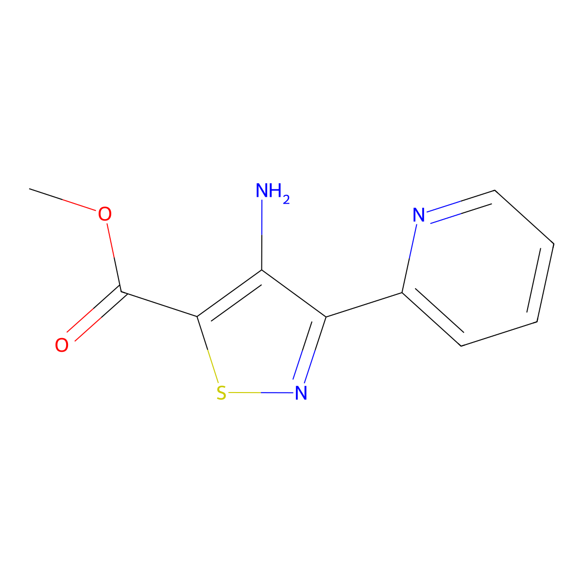 Methyl 4-amino-3-(pyridin-2-yl)isothiazole-5-carboxylate molecular structure, CAS 1338651-63-0