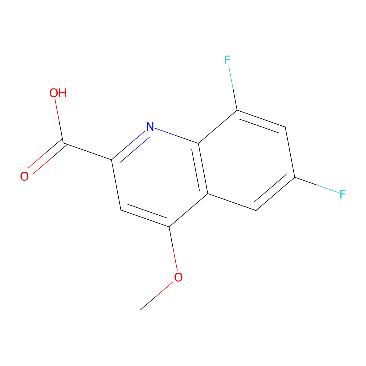 6,8-Difluoro-4-methoxyquinoline-2-carboxylic acid molecular structure, CAS 1338651-82-3