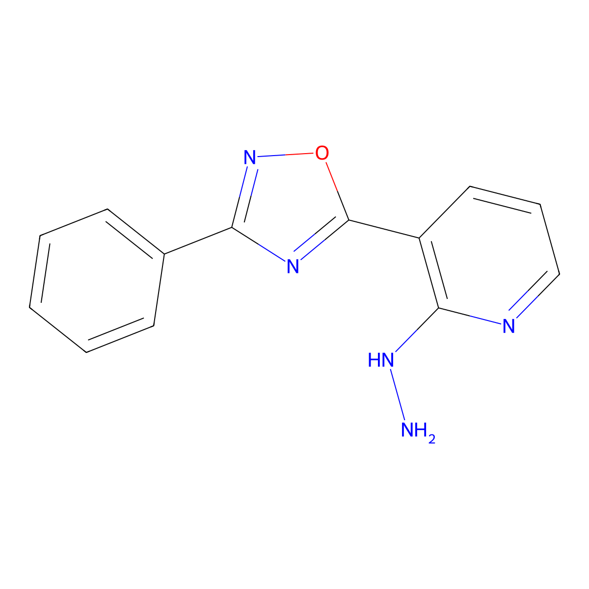 2-Hydrazinyl-3-(3-phenyl-1,2,4-oxadiazol-5-yl)pyridine molecular structure, CAS 1338652-10-0