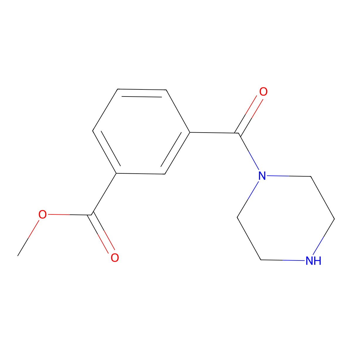 Methyl 3-(piperazine-1-carbonyl)benzoate molecular structure, CAS 1338652-13-3