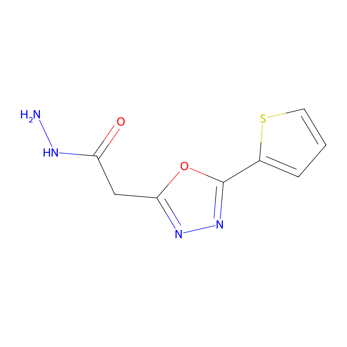 2-[5-(Thiophen-2-yl)-1,3,4-oxadiazol-2-yl]acetohydrazide molecular structure, CAS 1338652-34-8