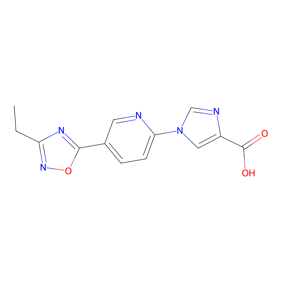 1-[5-(3-ethyl-1,2,4-oxadiazol-5-yl)pyridin-2-yl]-1H-imidazole-4-carboxylic acid molecular structure, CAS 1338653-63-6