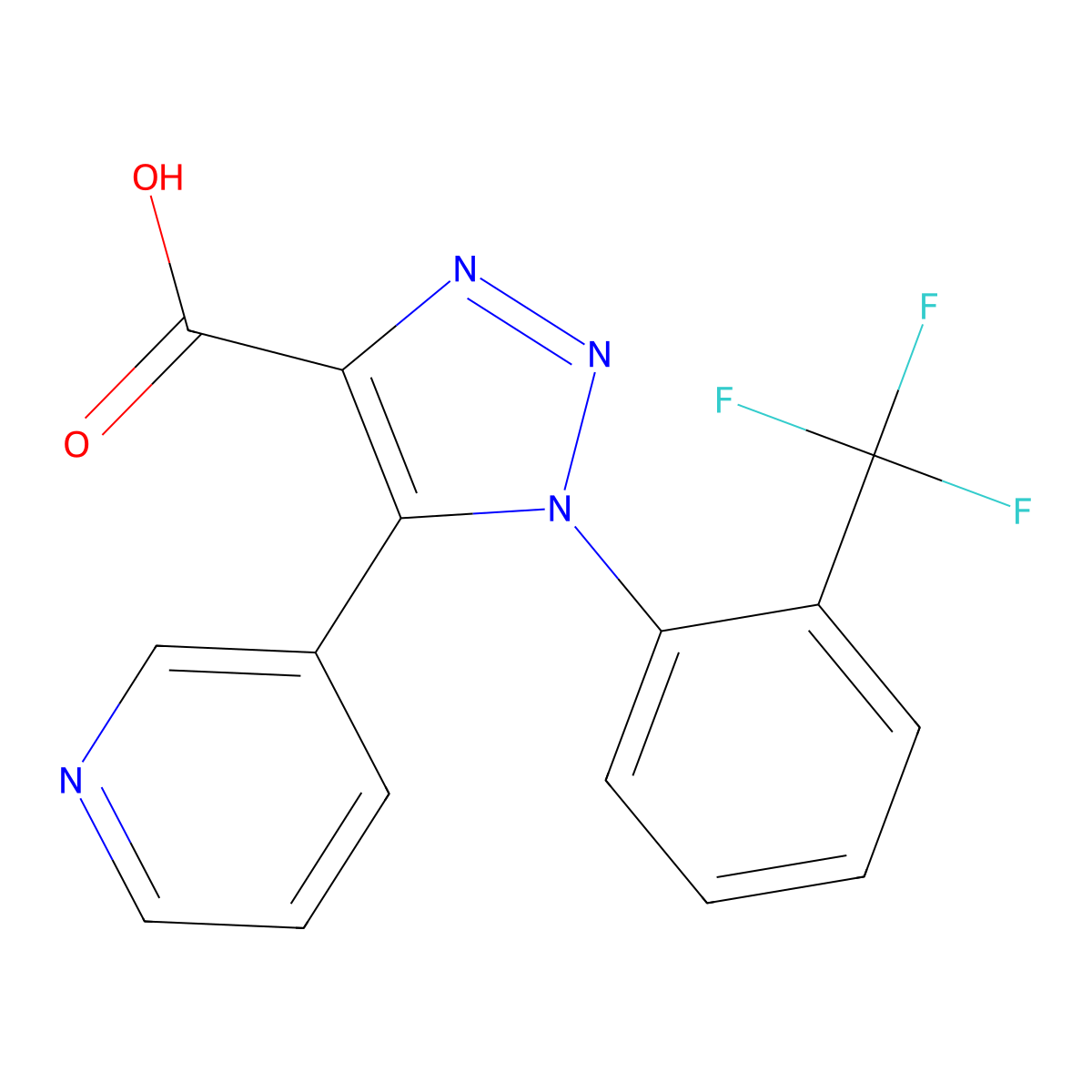 5-(pyridin-3-yl)-1-[2-(trifluoromethyl)phenyl]-1H-1,2,3-triazole-4-carboxylic acid molecular structure, CAS 1338653-66-9