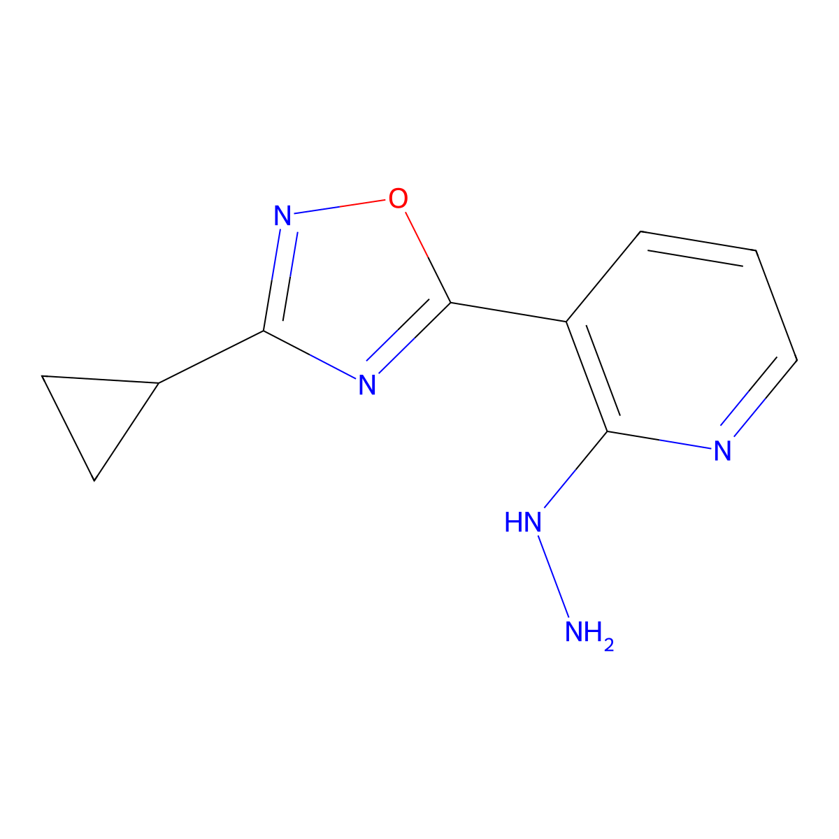 3-(3-Cyclopropyl-1,2,4-oxadiazol-5-yl)-2-hydrazinylpyridine molecular structure, CAS 1338653-70-5
