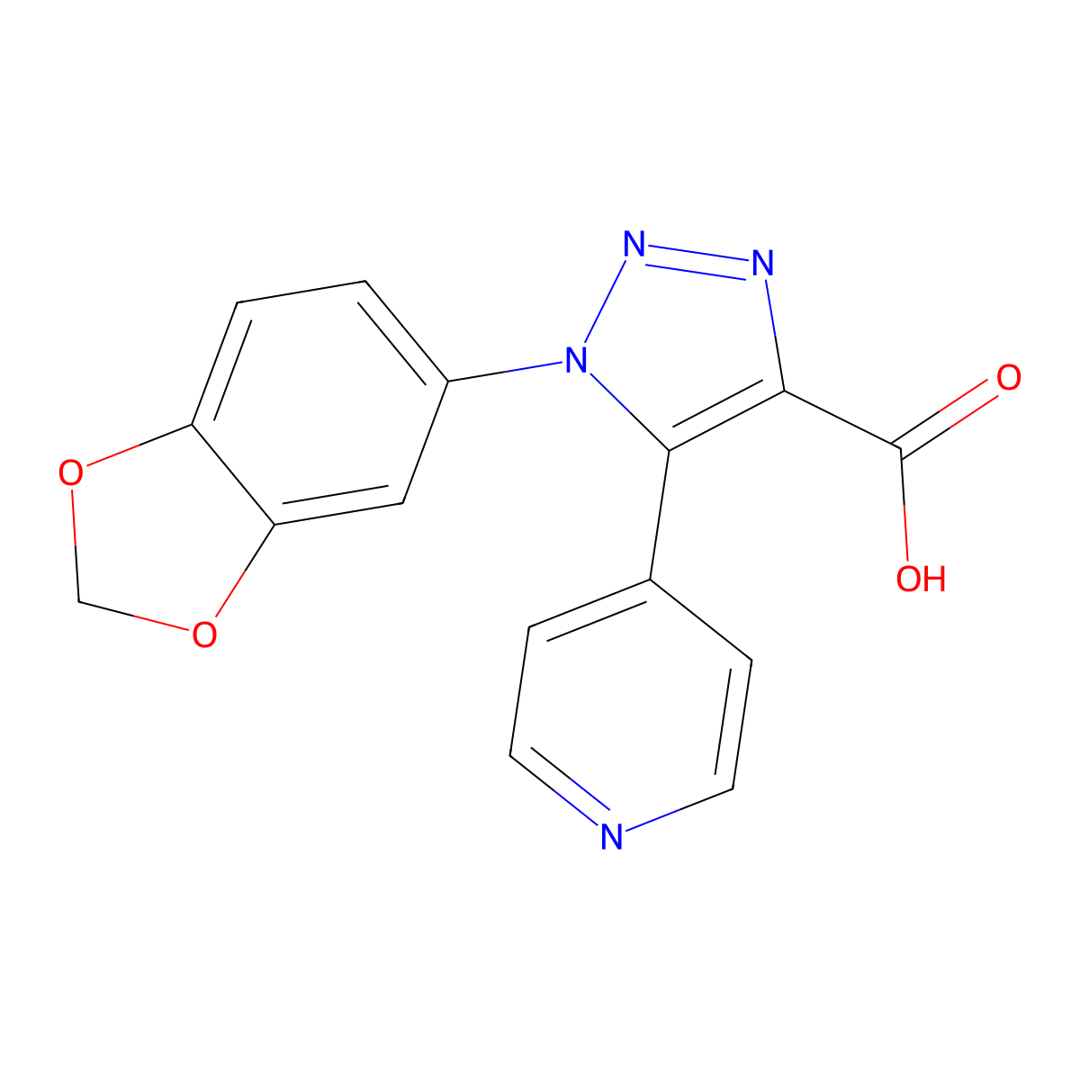 1-(1,3-benzodioxol-5-yl)-5-pyridin-4-yl-1H-1,2,3-triazole-4-carboxylic acid molecular structure, CAS 1338654-01-5