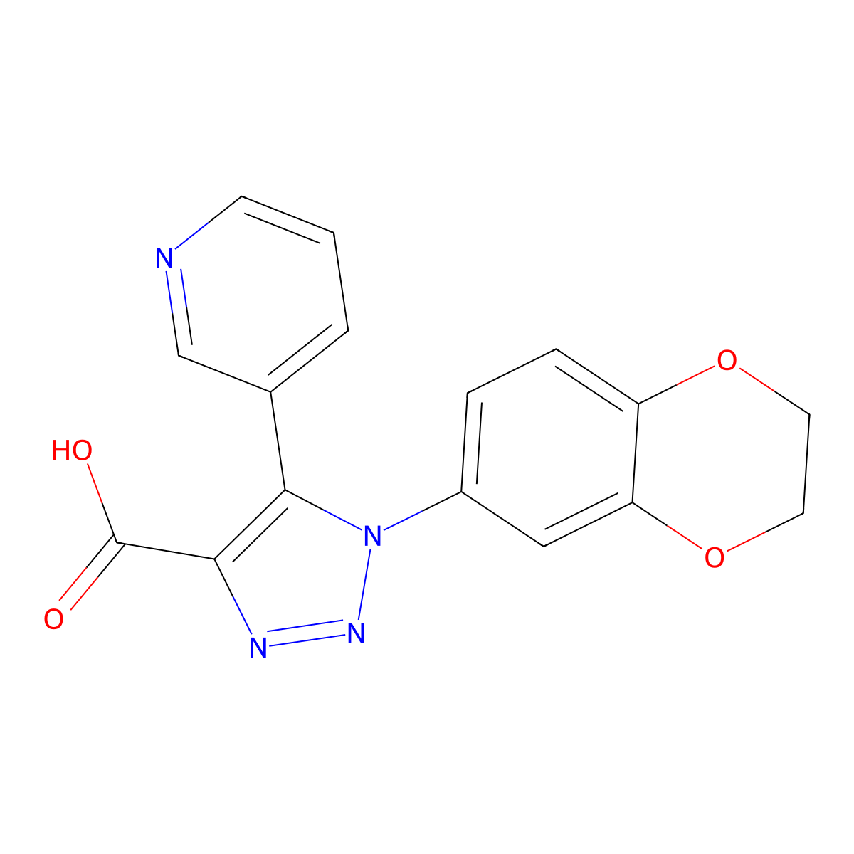 1-(2,3-dihydro-1,4-benzodioxin-6-yl)-5-(pyridin-3-yl)-1H-1,2,3-triazole-4-carboxylic acid molecular structure, CAS 1338654-07-1