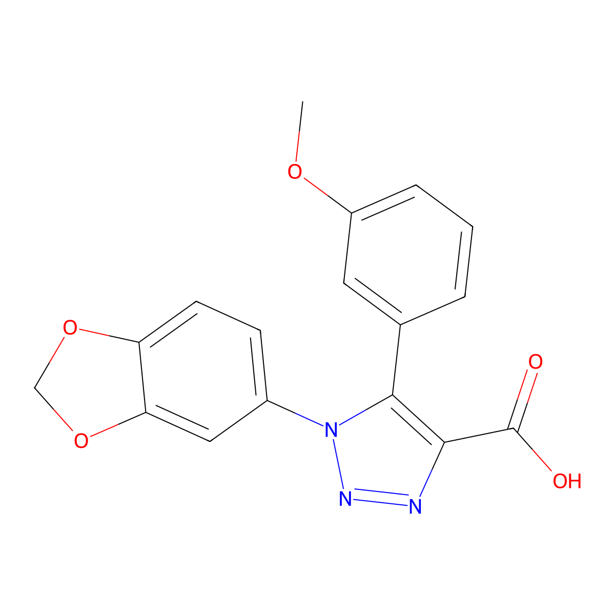 1-(1,3-benzodioxol-5-yl)-5-(3-methoxyphenyl)-1H-1,2,3-triazole-4-carboxylic acid molecular structure, CAS 1338654-21-9